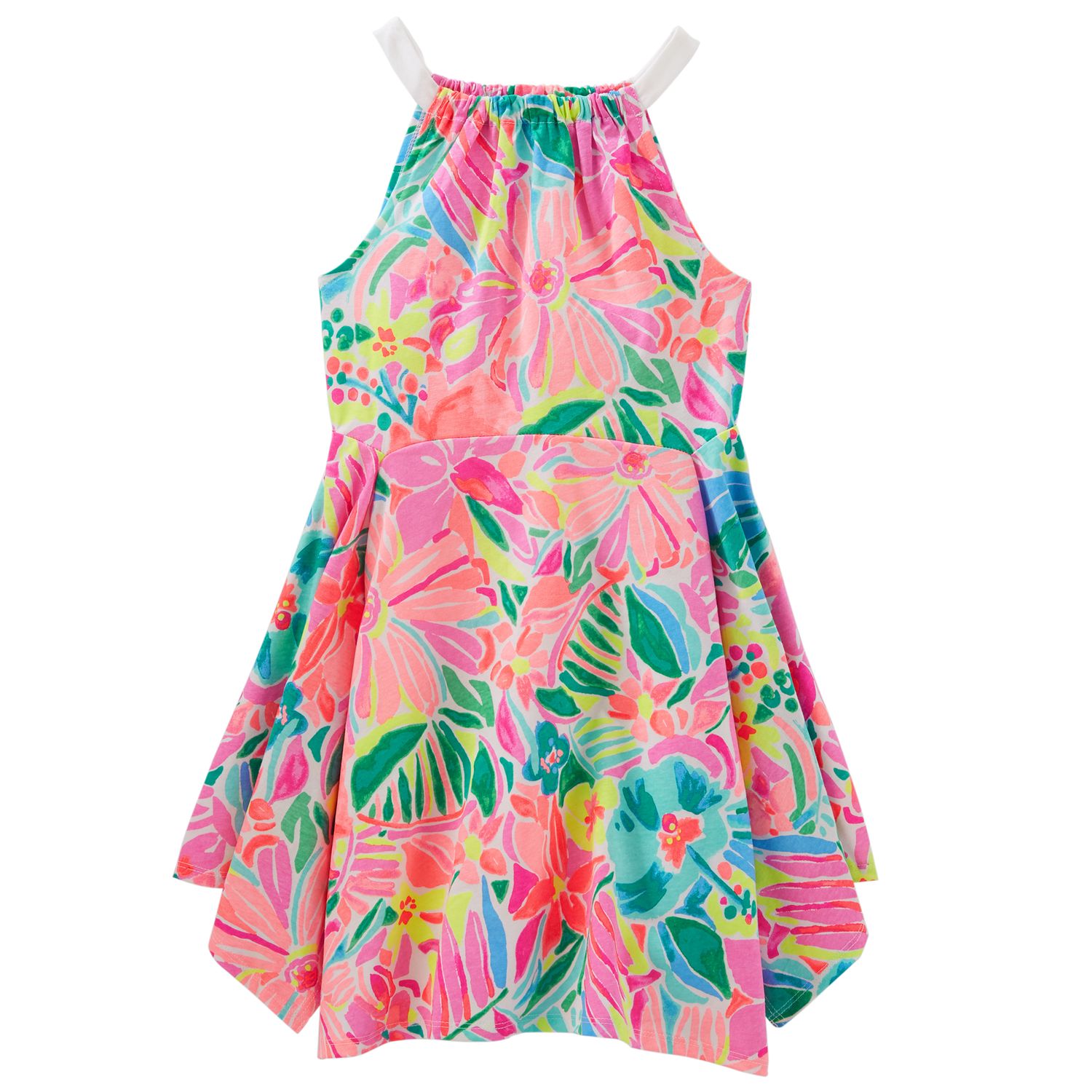 Floral Handkerchief Hem Dress